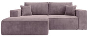 Ecksofa mit Schlaffunktion Farese mini, L-förmig, linksseitig, mit Stauraum, fliederfarbener Cordstoff