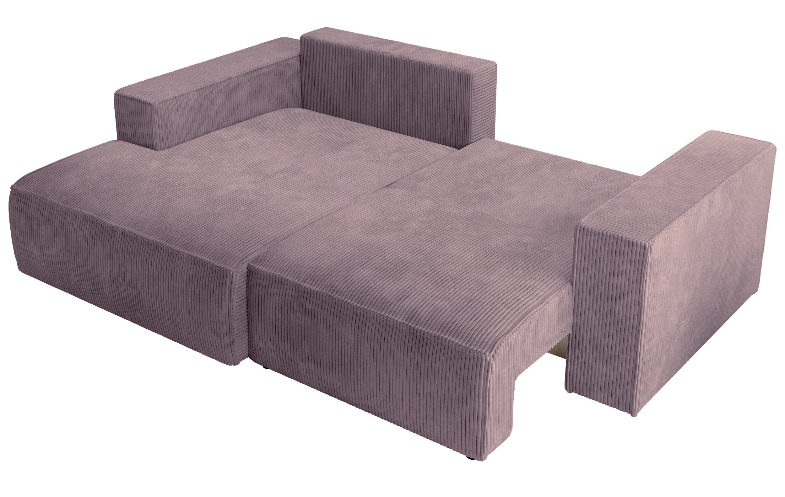 Ecksofa mit Schlaffunktion Farese mini, L-förmig, linksseitig, mit Stauraum, fliederfarbener Cordstoff