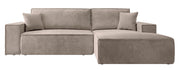 Ecksofa mit Schlaffunktion Farese New, L-förmig, mit Stauraum, beige Cord, rechtsseitig
