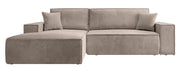 Ecksofa mit Schlaffunktion Farese New L-förmig mit Stauraum, beige Cord, linksseitig