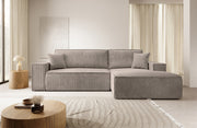 Ecksofa mit Schlaffunktion Farese New, L-förmig, mit Stauraum, beige Cord, rechtsseitig