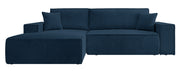 Ecksofa mit Schlaf-Funktion Farese New, L-förmig, mit Stauraum, dunkelblauer Cord, linksseitig