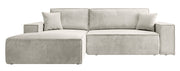 Ecksofa mit Schlafunktion Farese New L-förmig mit Stauraum, cremefarbener Cord, linksseitig