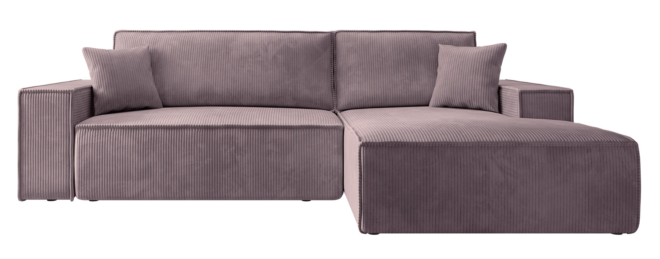Ecksofa mit Schlaffunktion Farese New L-förmig mit Stauraum, rosa Cord, rechtsseitig