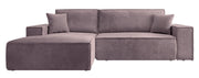 Ecksofa mit Schlafunktion Farese New L-förmig mit Stauraum, rosa Cord, linksseitig