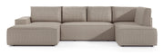 Ecksofa mit Schlaffunktion Farese New U-förmig mit Stauraum, linksseitig, beige Cordstoff