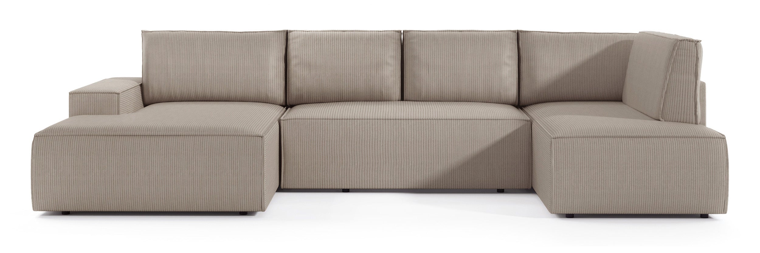 Ecksofa mit Schlaffunktion Farese New U-förmig mit Stauraum, linksseitig, beige Cordstoff