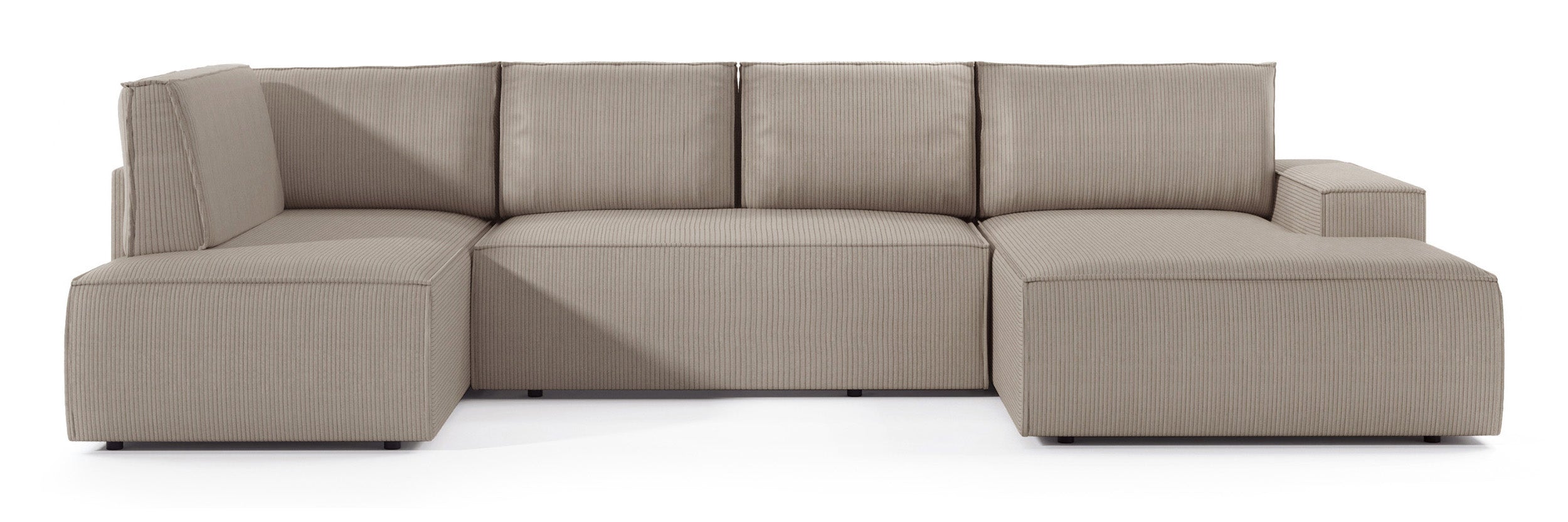 Ecksofa mit Schlaffunktion Farese New U-förmig mit Stauraum, rechtsseitig, beige Cord