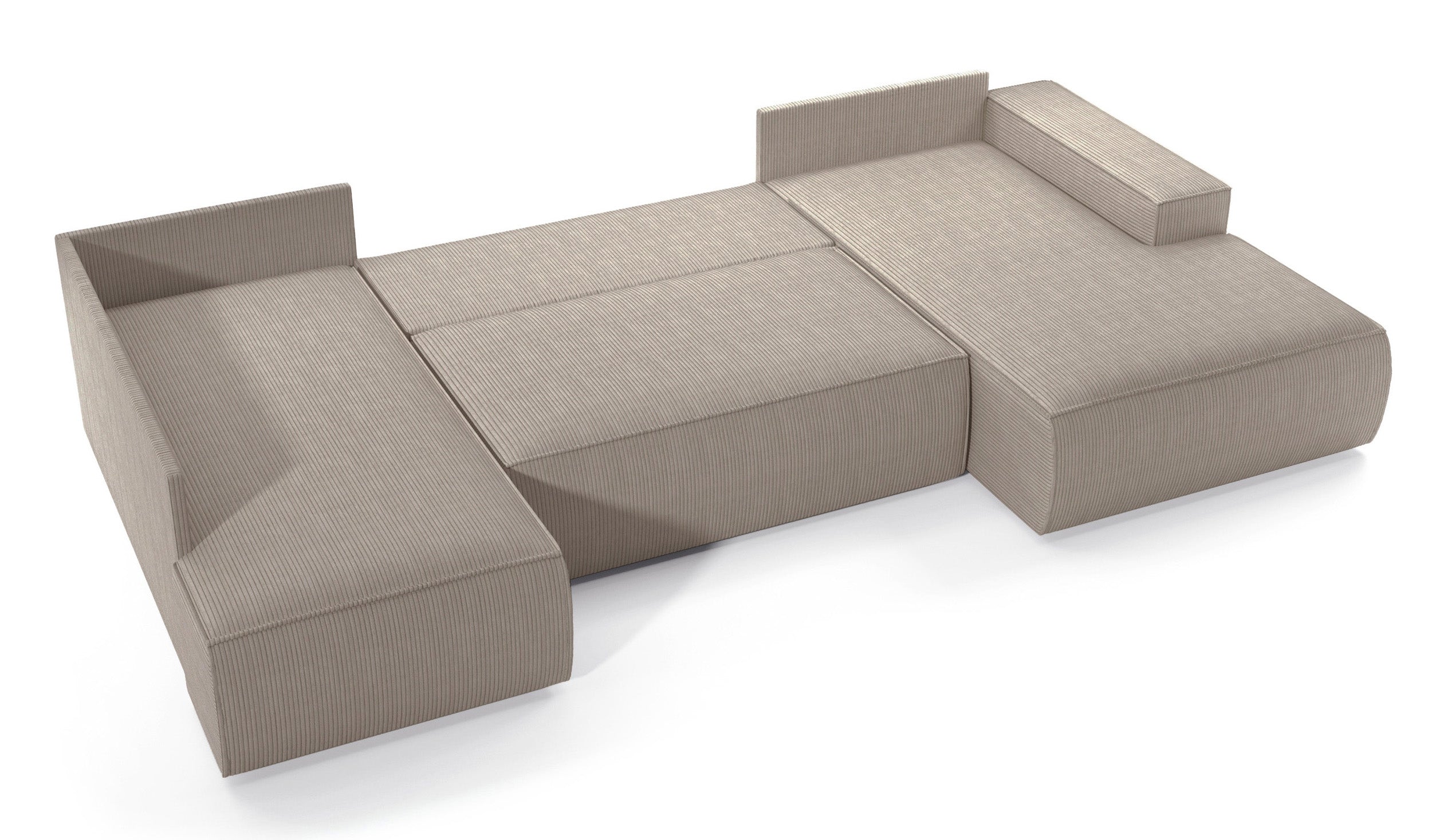 Ecksofa mit Schlaffunktion Farese New U-förmig mit Stauraum, rechtsseitig, beige Cord