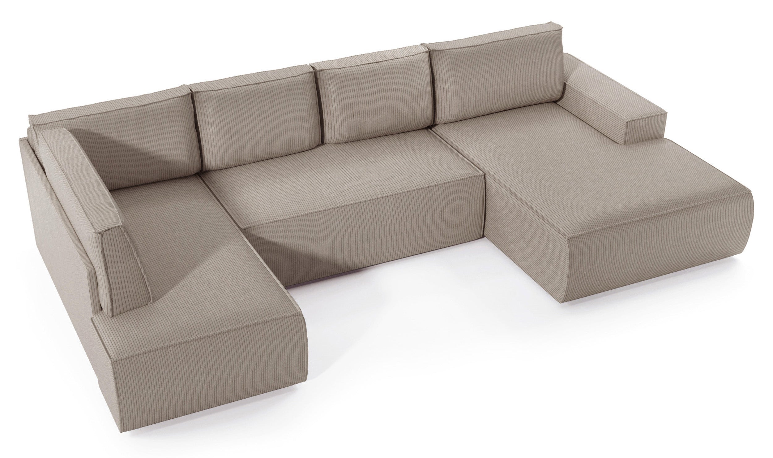 Ecksofa mit Schlaffunktion Farese New U-förmig mit Stauraum, rechtsseitig, beige Cord