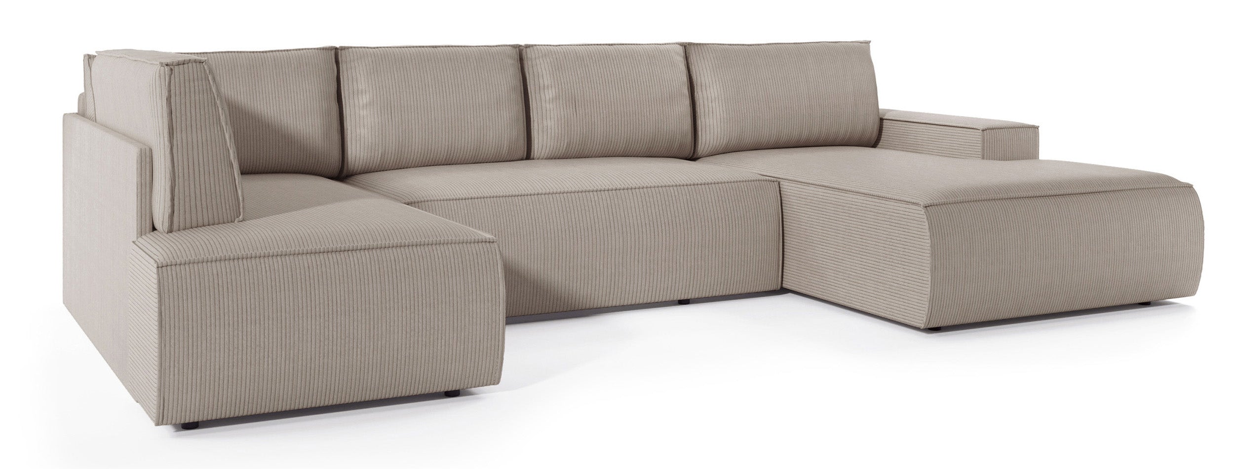 Ecksofa mit Schlaffunktion Farese New U-förmig mit Stauraum, rechtsseitig, beige Cord