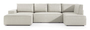 Ecksofa mit Schlaffunktion Farese New U-förmig mit Stauraum, linksseitig, cremefarben, Cordstoff