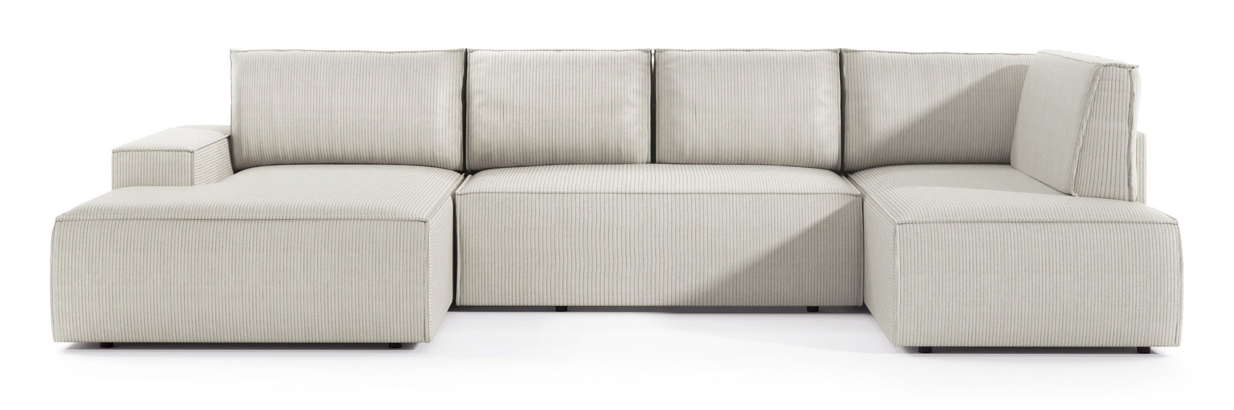 Ecksofa mit Schlaffunktion Farese New U-förmig mit Stauraum, linksseitig, cremefarben, Cordstoff