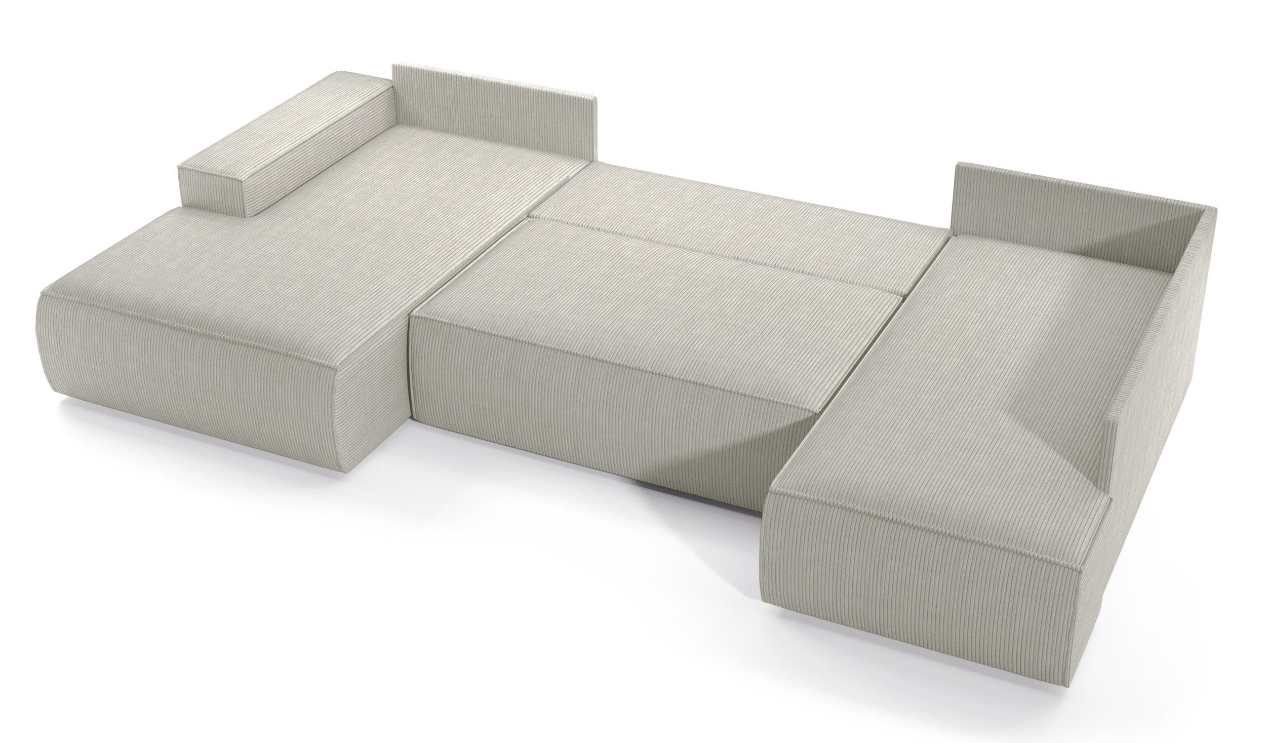 Ecksofa mit Schlaffunktion Farese New U-förmig mit Stauraum, linksseitig, cremefarben, Cordstoff