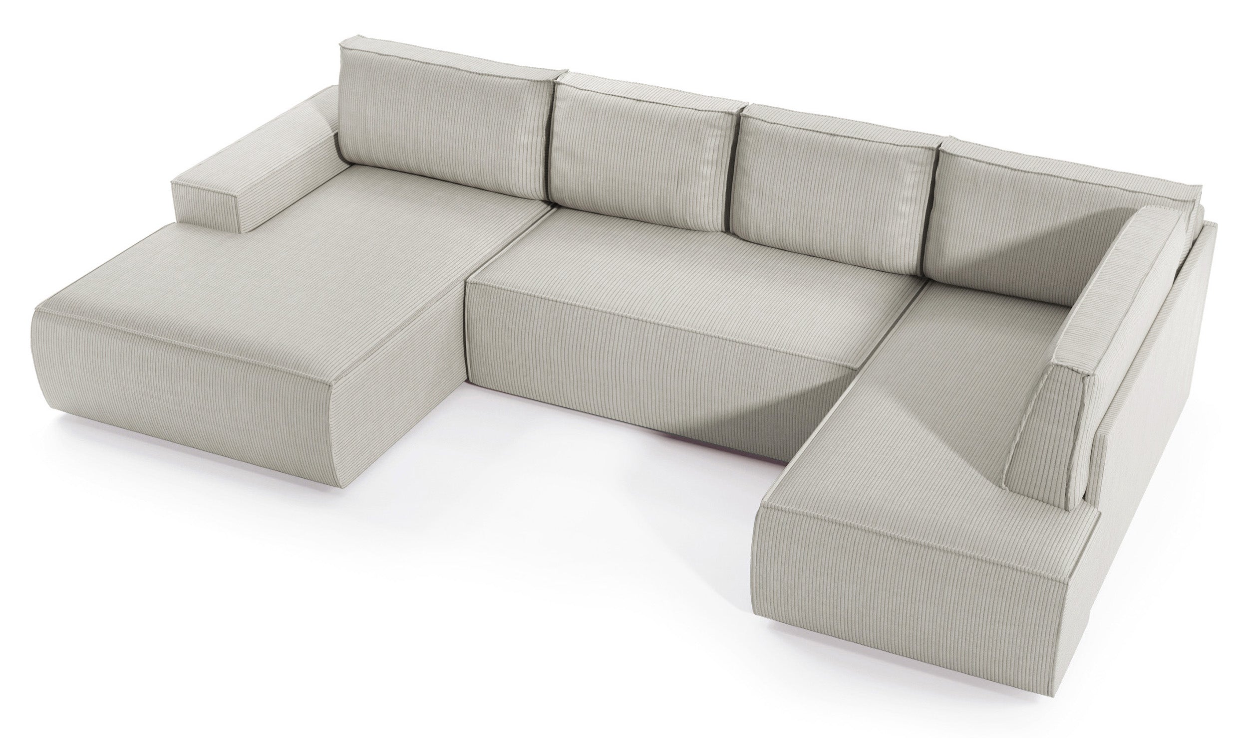 Ecksofa mit Schlaffunktion Farese New U-förmig mit Stauraum, linksseitig, cremefarben, Cordstoff