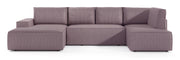 Ecksofa mit Schlaffunktion Farese New U-förmig mit Stauraum, linke Seite, rosa Cordstoff