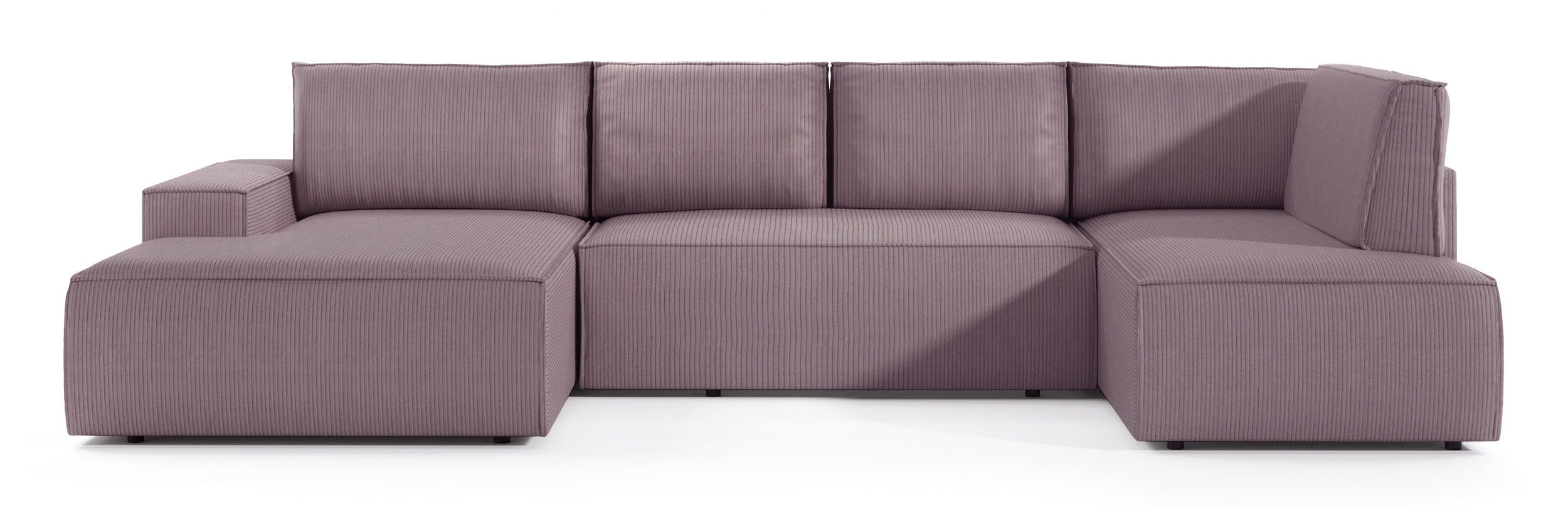 Ecksofa mit Schlaffunktion Farese New U-förmig mit Stauraum, linke Seite, rosa Cordstoff