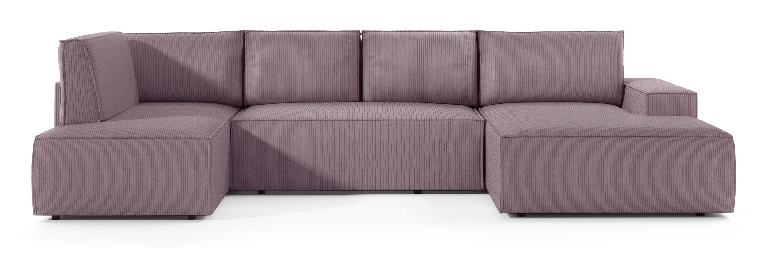 Ecksofa mit Schlaffunktion Farese New U-förmig mit Stauraum, rechtsseitig, rosa Cord