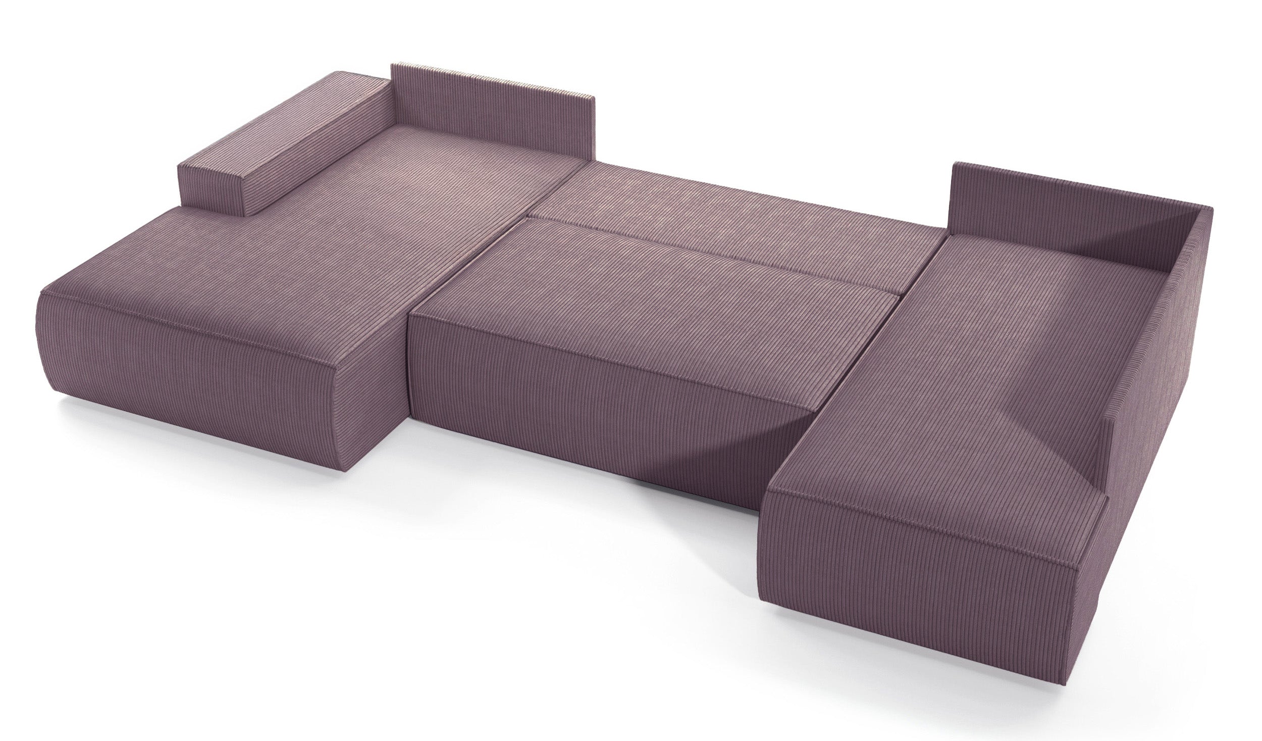 Ecksofa mit Schlaffunktion Farese New U-förmig mit Stauraum, linke Seite, rosa Cordstoff