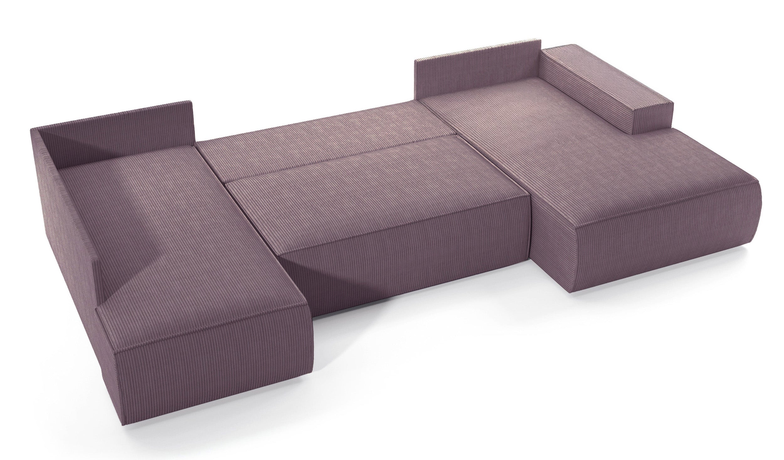 Ecksofa mit Schlaffunktion Farese New U-förmig mit Stauraum, rechtsseitig, rosa Cord
