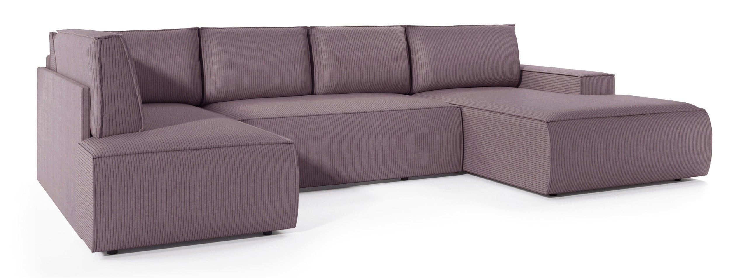 Ecksofa mit Schlaffunktion Farese New U-förmig mit Stauraum, rechtsseitig, rosa Cord
