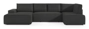 Ecksofa mit Schlaffunktion Farese New U-förmig mit Stauraum, linksseitig, dunkelgrauer Cordstoff