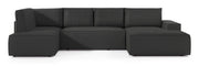 Ecksofa mit Schlaffunktion Farese New U-förmig mit Stauraum, rechtsseitig, dunkelgrauer Cordstoff