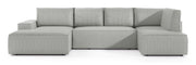 Ecksofa mit Schlaffunktion Farese New U-förmig mit Stauraum, linksseitig, hellgrauer Cordstoff