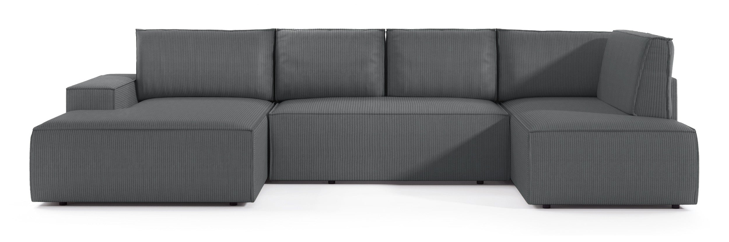 Ecksofa mit Schlaffunktion Farese New U-förmig mit Stauraum, linksseitig, grau Cord
