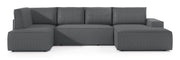 Ecksofa mit Schlaffunktion Farese New U-förmig mit Stauraum, rechtsseitig, grau, Cordstoff