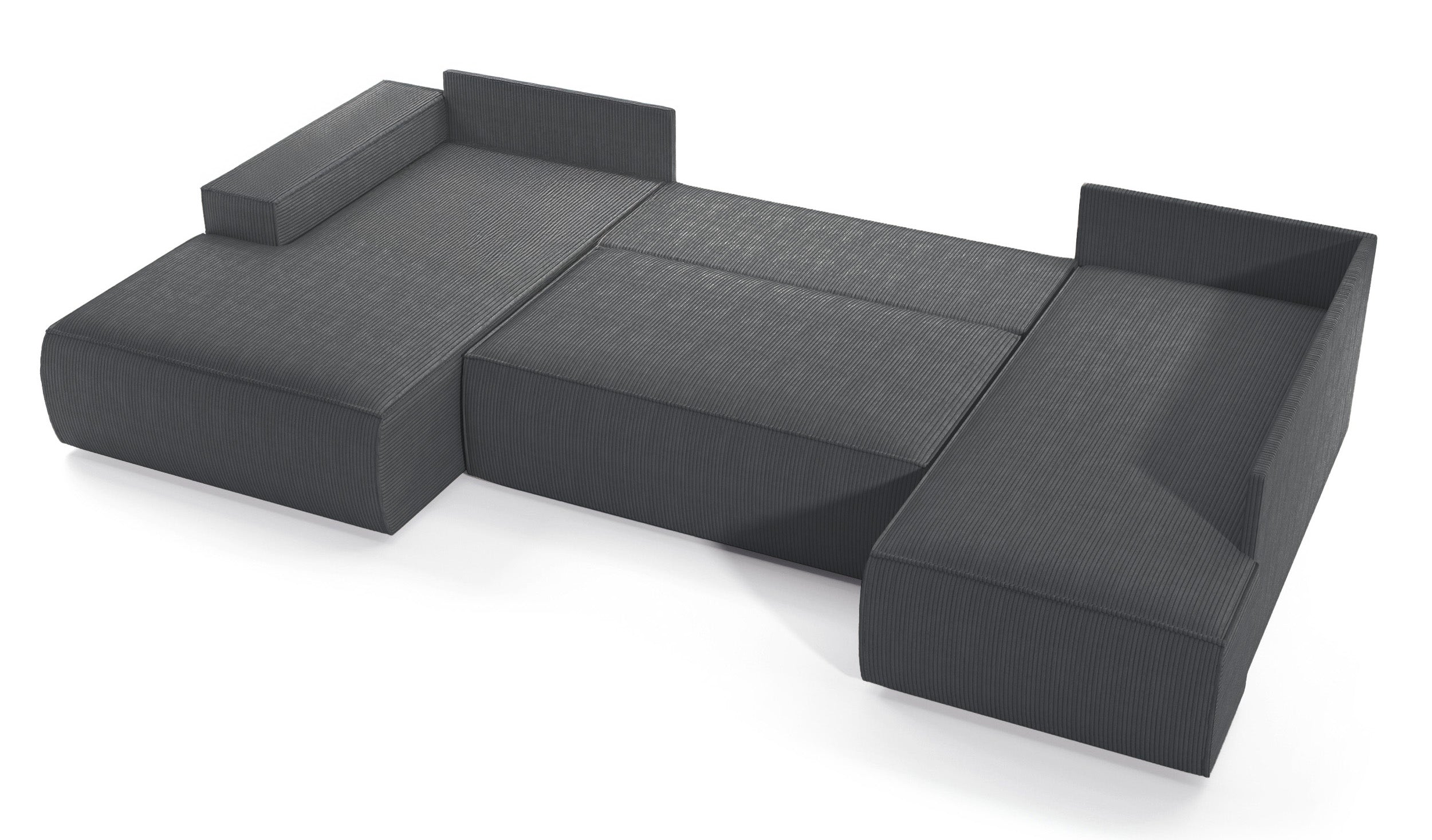 Ecksofa mit Schlaffunktion Farese New U-förmig mit Stauraum, linksseitig, grau Cord