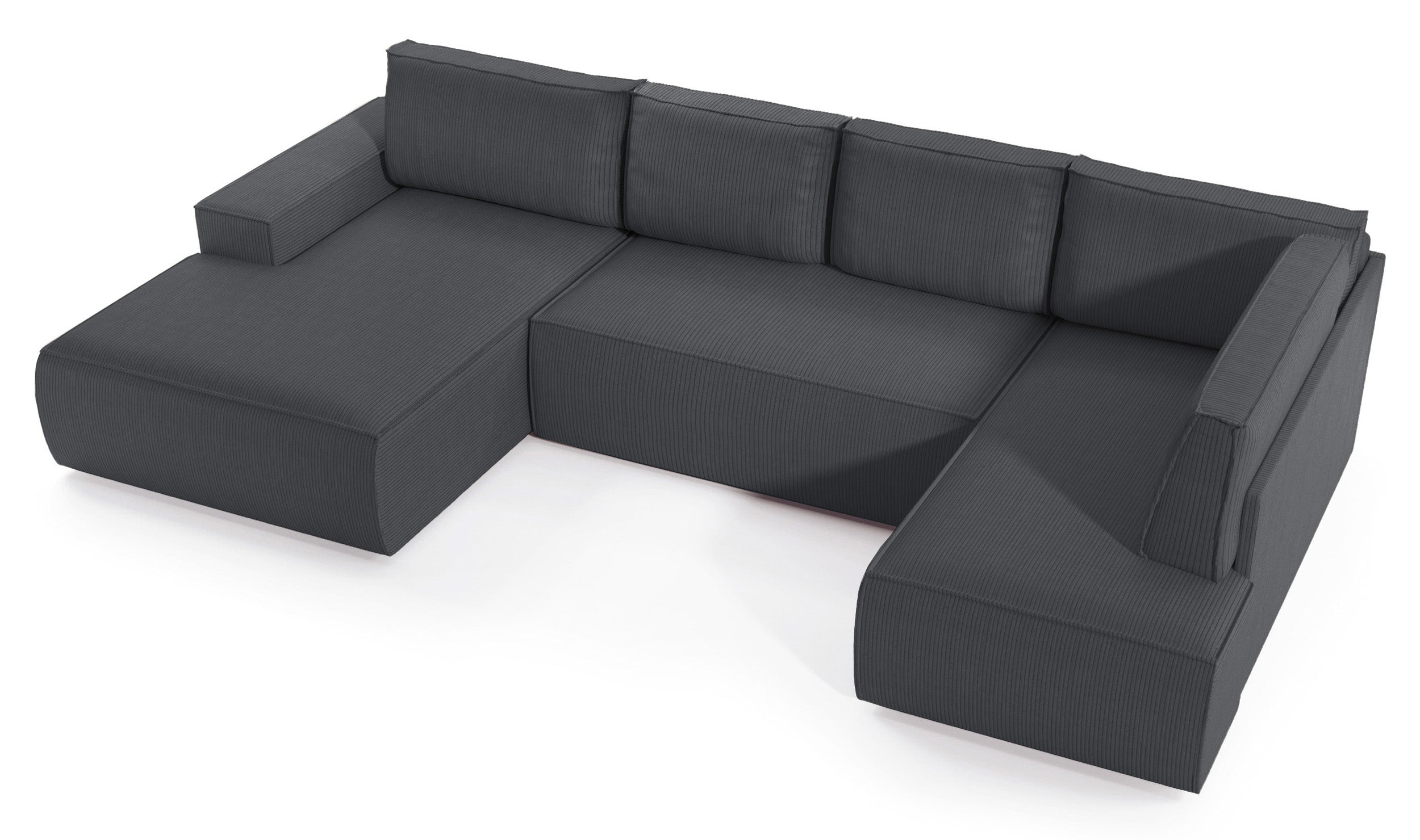 Ecksofa mit Schlaffunktion Farese New U-förmig mit Stauraum, linksseitig, grau Cord