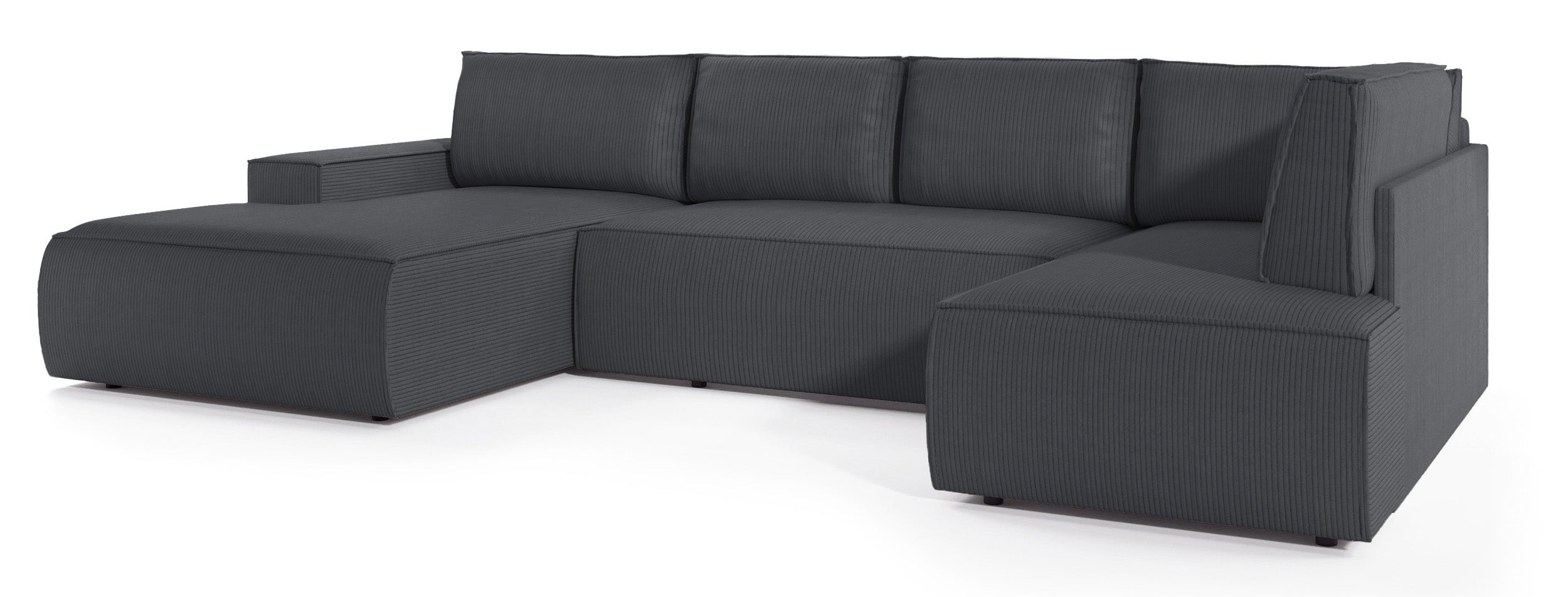 Ecksofa mit Schlaffunktion Farese New U-förmig mit Stauraum, linksseitig, grau Cord