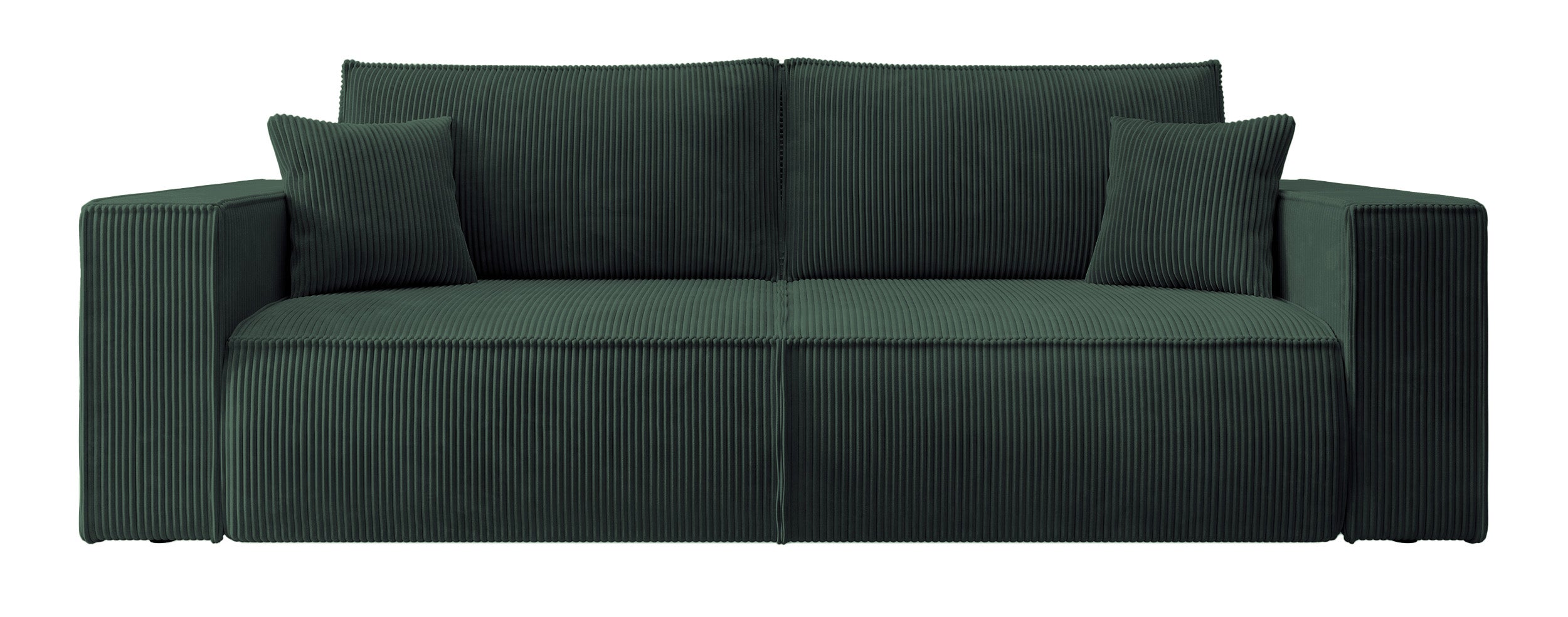 Dreisitziges ausklappbares Sofa Farese mit Stauraum, grün, Cordstoff