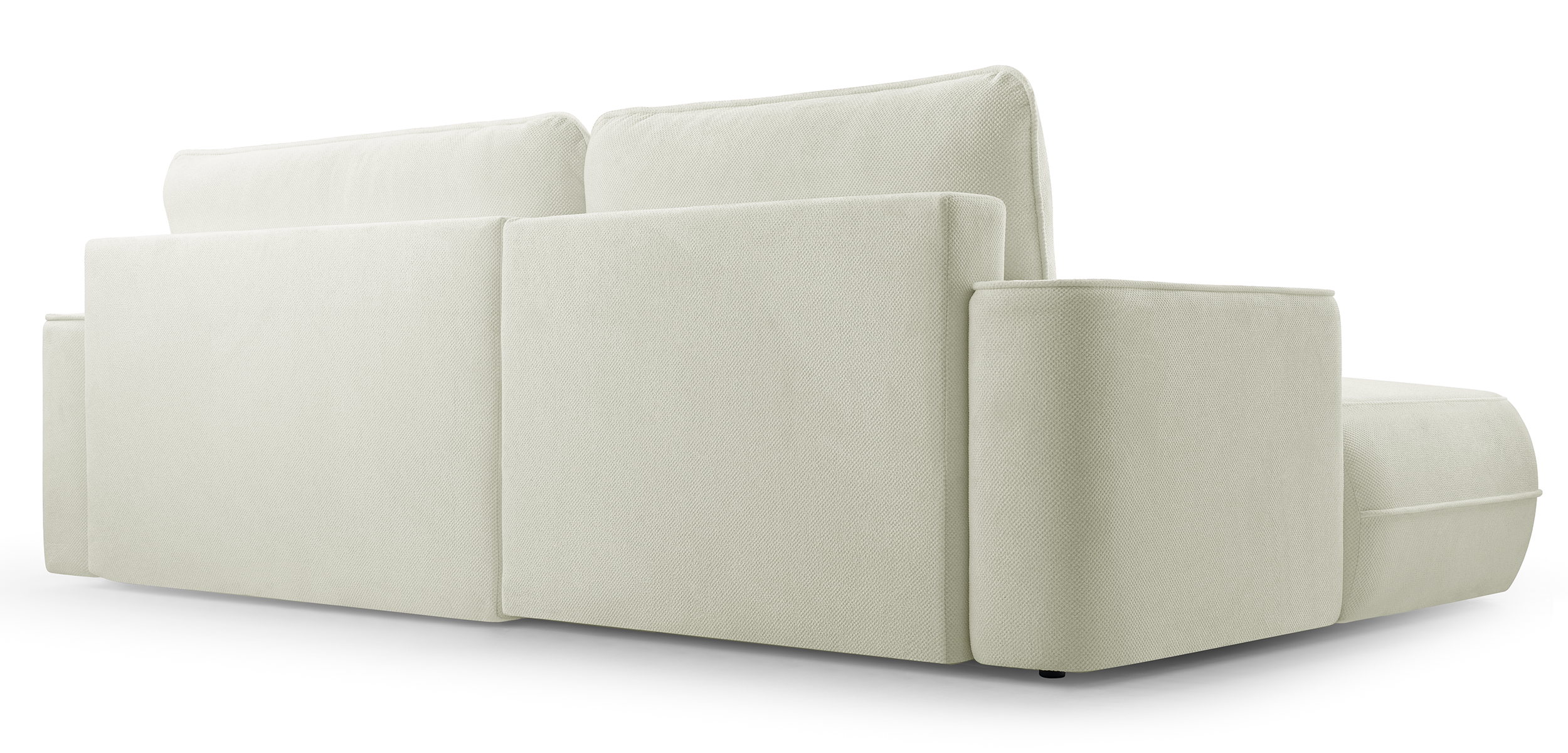 Ecksofa mit Schlaffunktion Fuerro, L-förmig, linksseitig, mit Stauraum, weiß, wasserabweisendes Geflecht