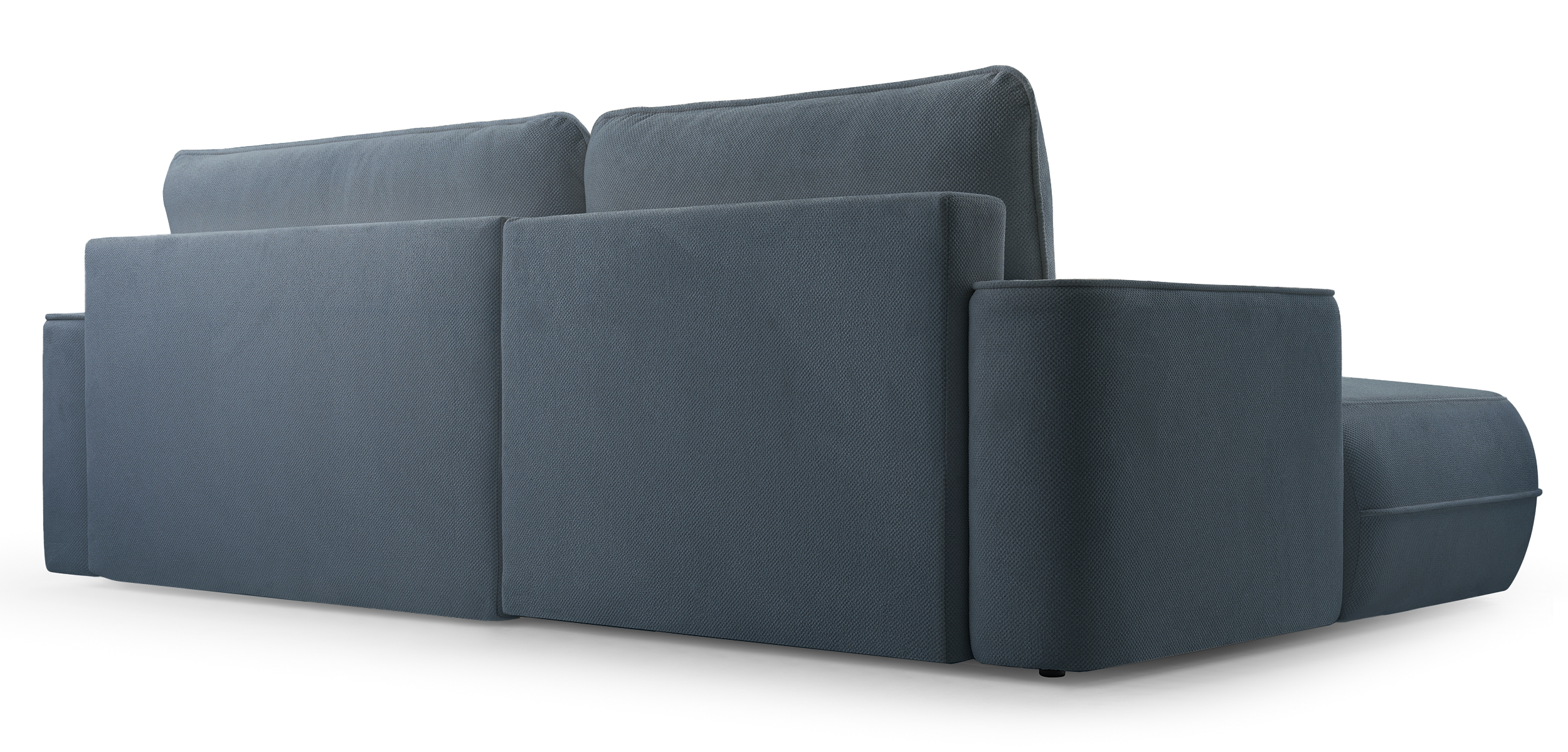 Ecksofa mit Schlaffunktion Fuerro, L-förmig, linksseitig, mit Stauraum, hellblau, geflochten, wasserabweisend