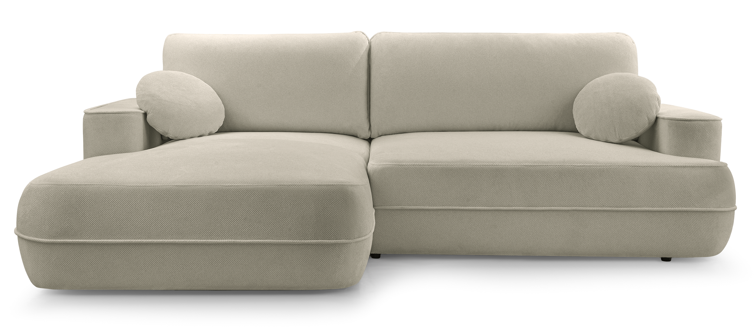 Ecksofa mit Schlaffunktion Fuerro, L-förmig, linksseitig, mit Stauraum, hellbraun, geflochten, wasserabweisend