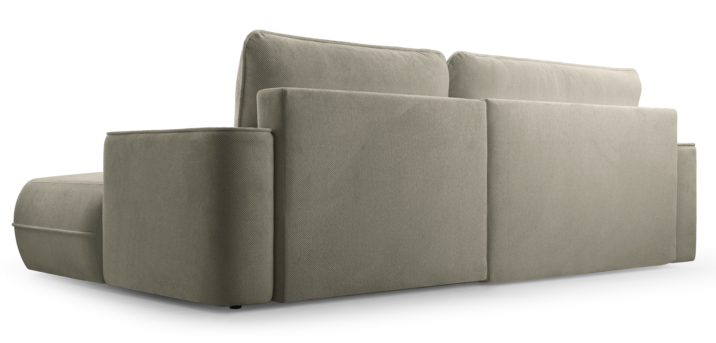Ecksofa mit Schlafunktion Fuerro, L-förmig, rechtsseitig, mit Stauraum, hellbraun, geflochten, wasserabweisend