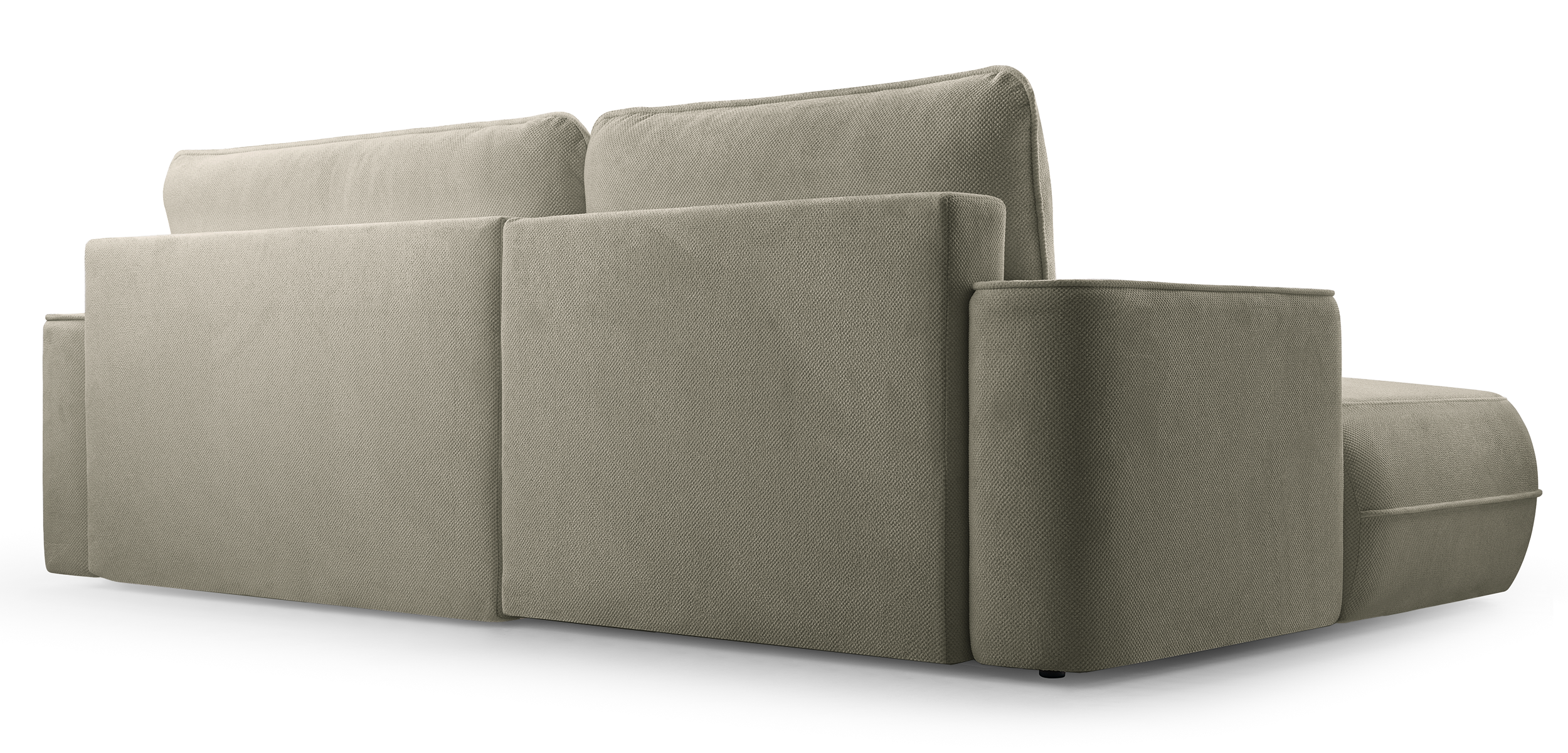 Ecksofa mit Schlaffunktion Fuerro, L-förmig, linksseitig, mit Stauraum, hellbraun, geflochten, wasserabweisend