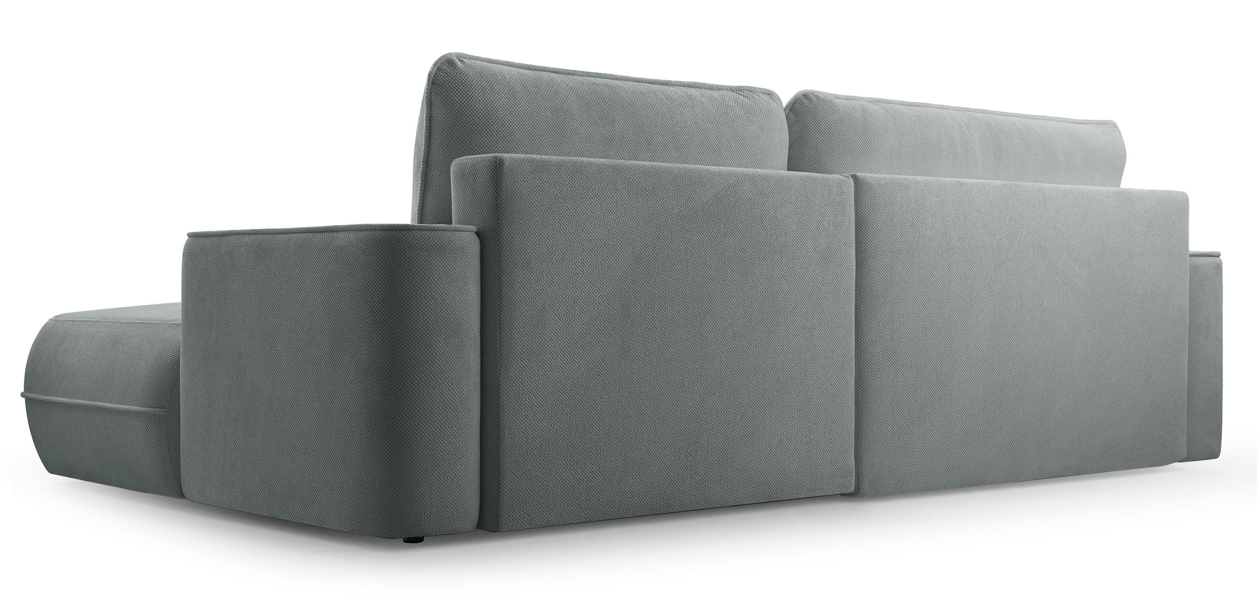 Ecksofa mit Schlaffunktion Fuerro, L-förmig, rechtsseitig, mit Stauraum, grau-beige, geflochten, wasserabweisend