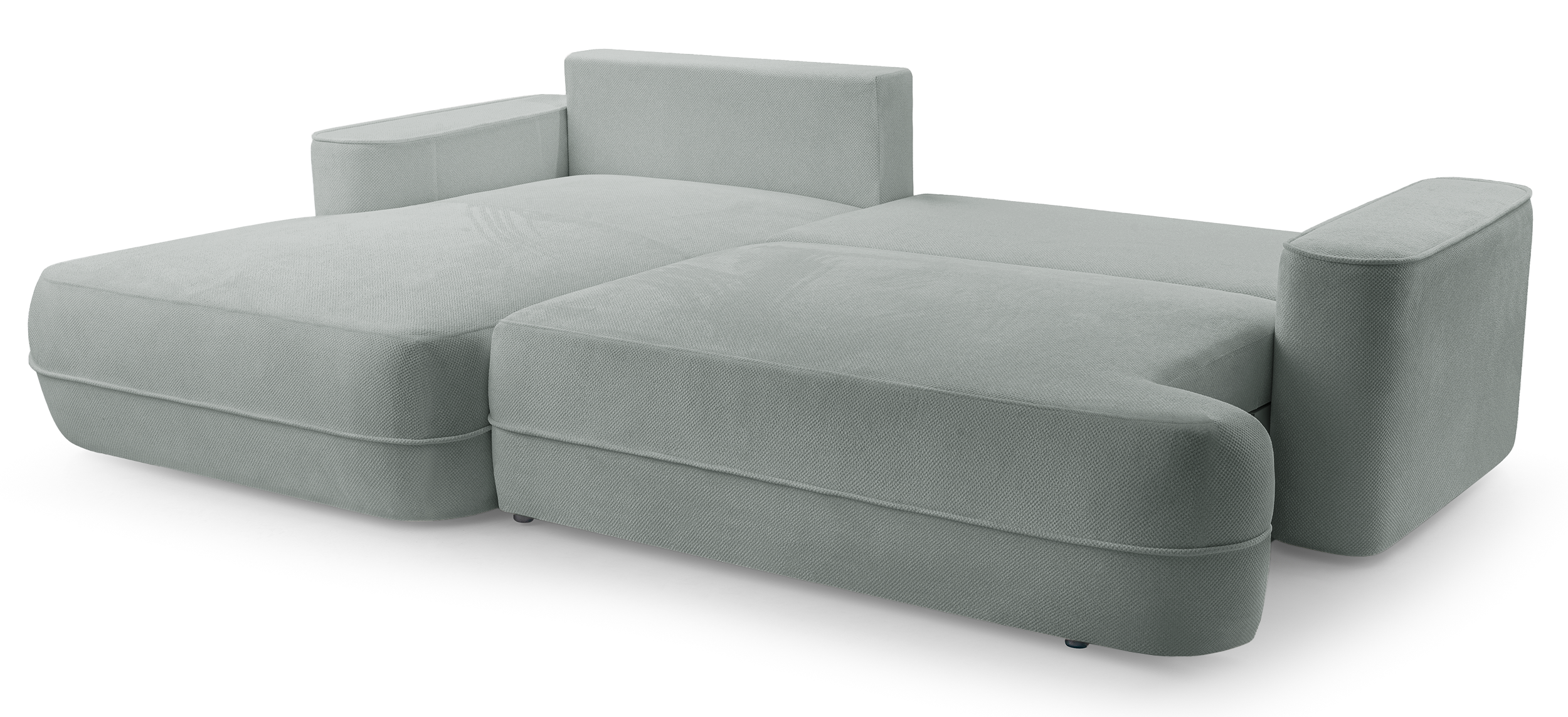 Ecksofa mit Schlaffunktion Fuerro, L-förmig, linksseitig, mit Stauraum, grau-beige, gewebt, wasserabweisend