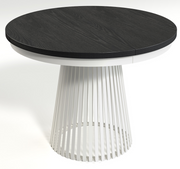 Ausziehbarer Esstisch Garda rund 100-180x100 cm schwarz/weiß