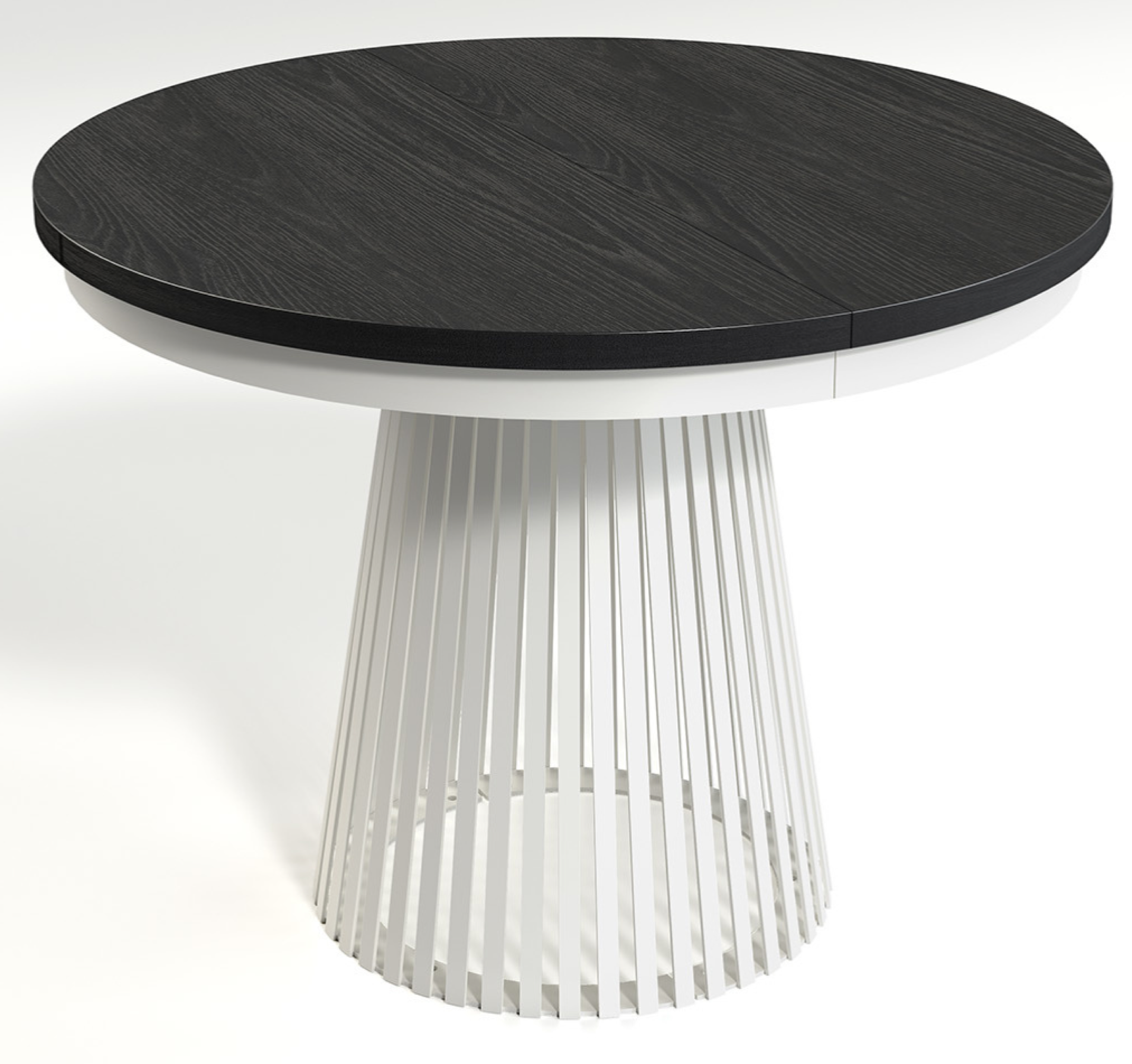Ausziehbarer Esstisch Garda rund 100-180x100 cm schwarz/weiß