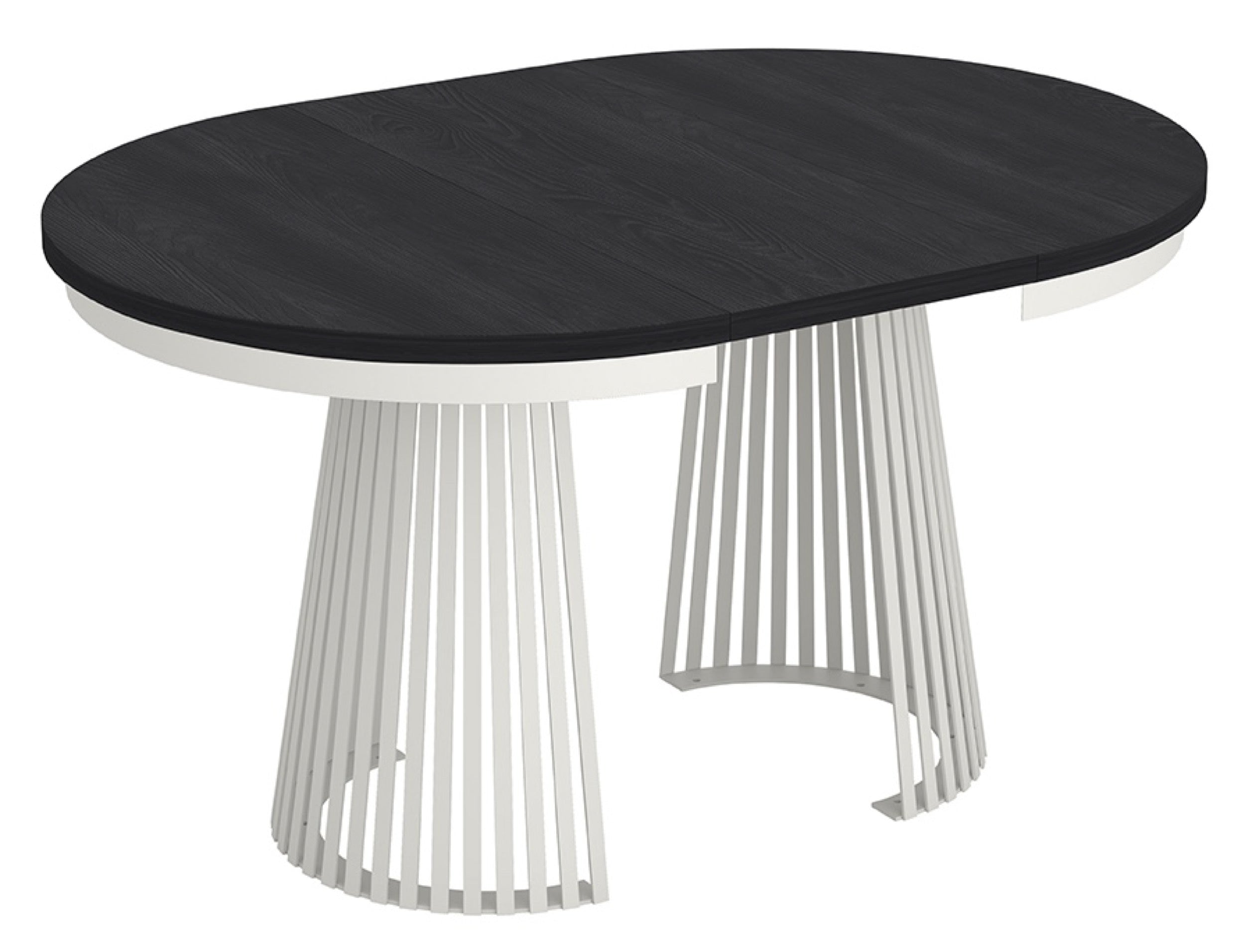 Ausziehbarer Esstisch Garda rund 100-180x100 cm schwarz/weiß