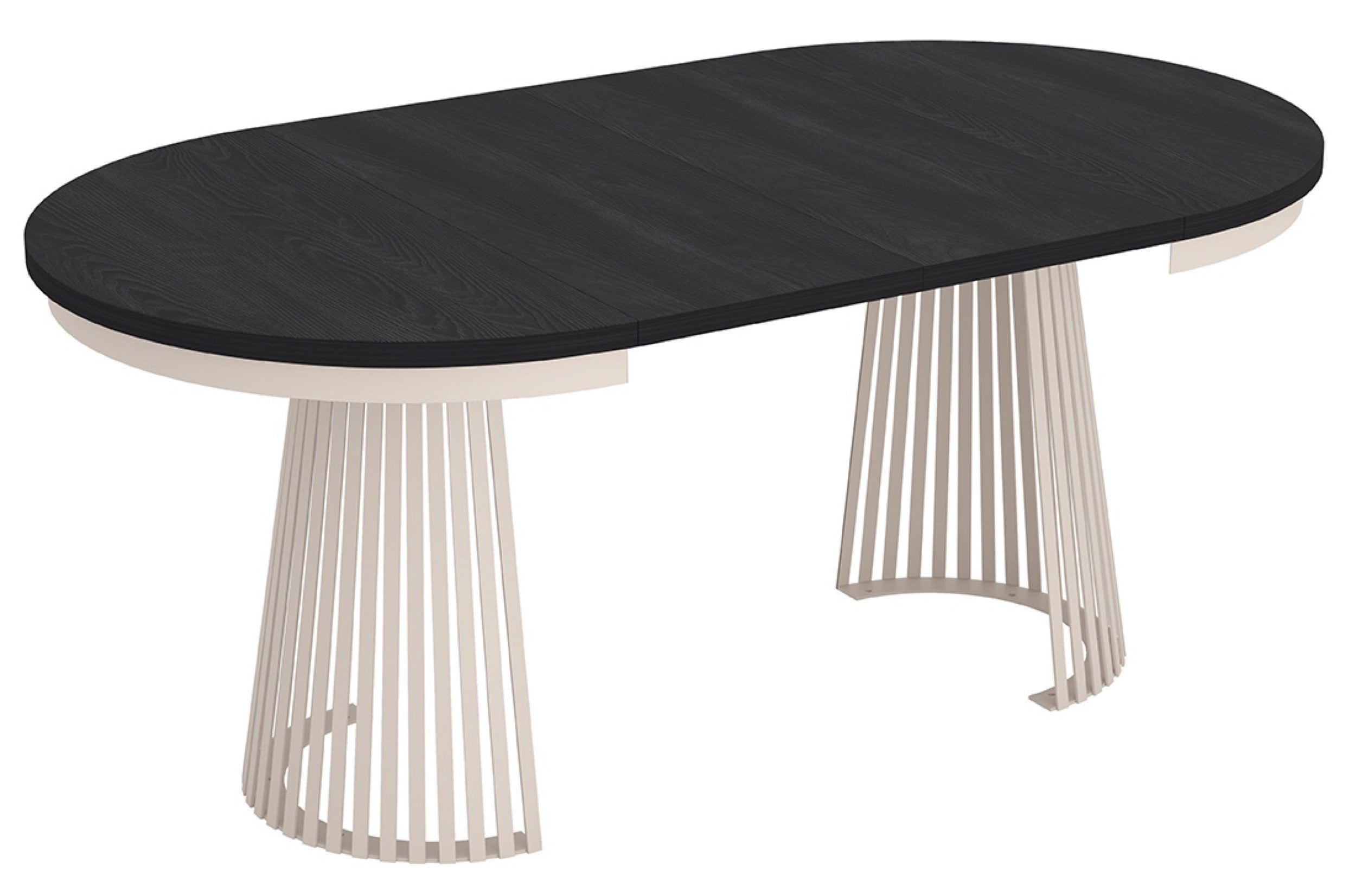Ausziehbarer Esstisch Garda rund 100-180x100 cm schwarz/Kaschmir