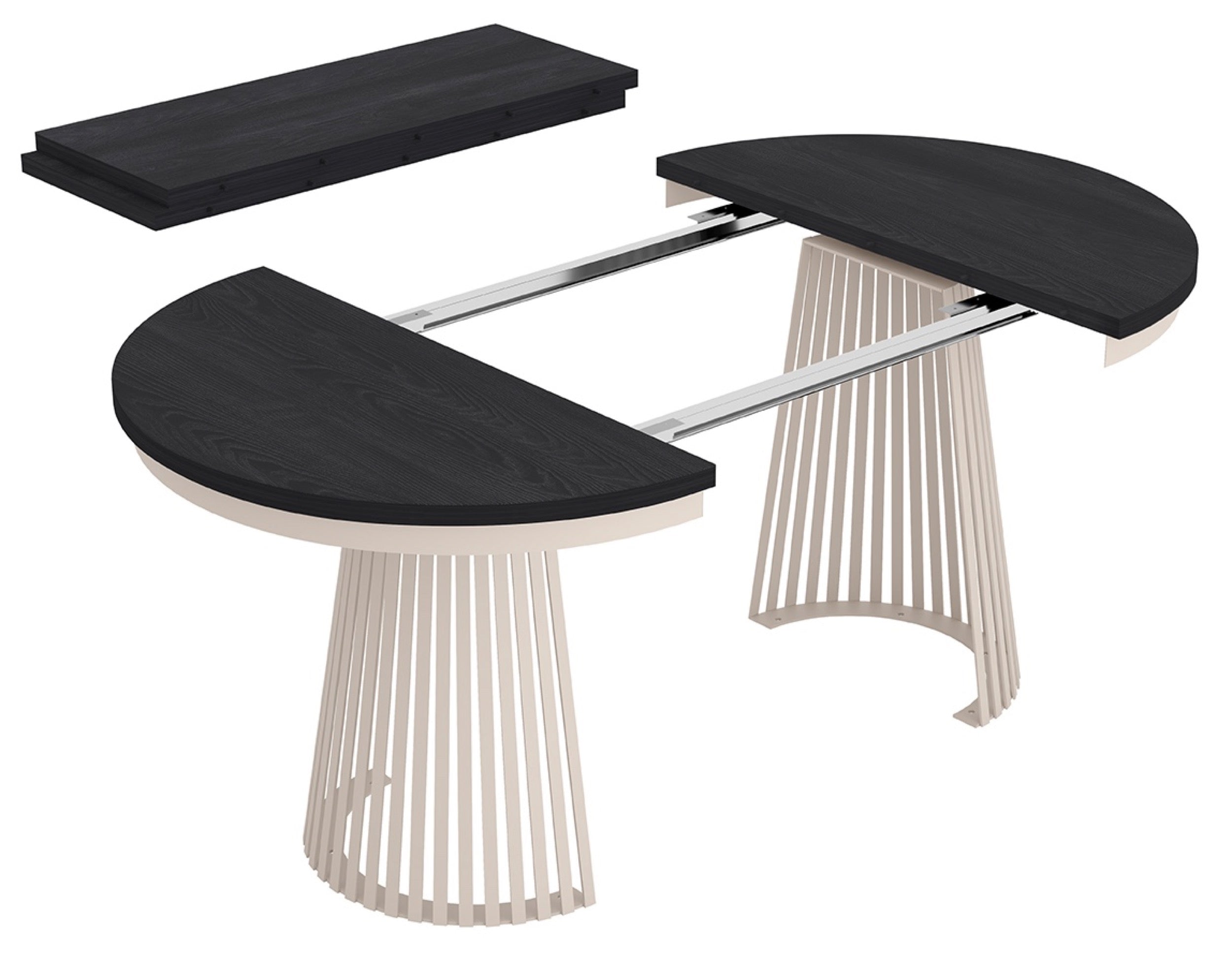 Ausziehbarer Esstisch Garda rund 100-180x100 cm schwarz/Kaschmir