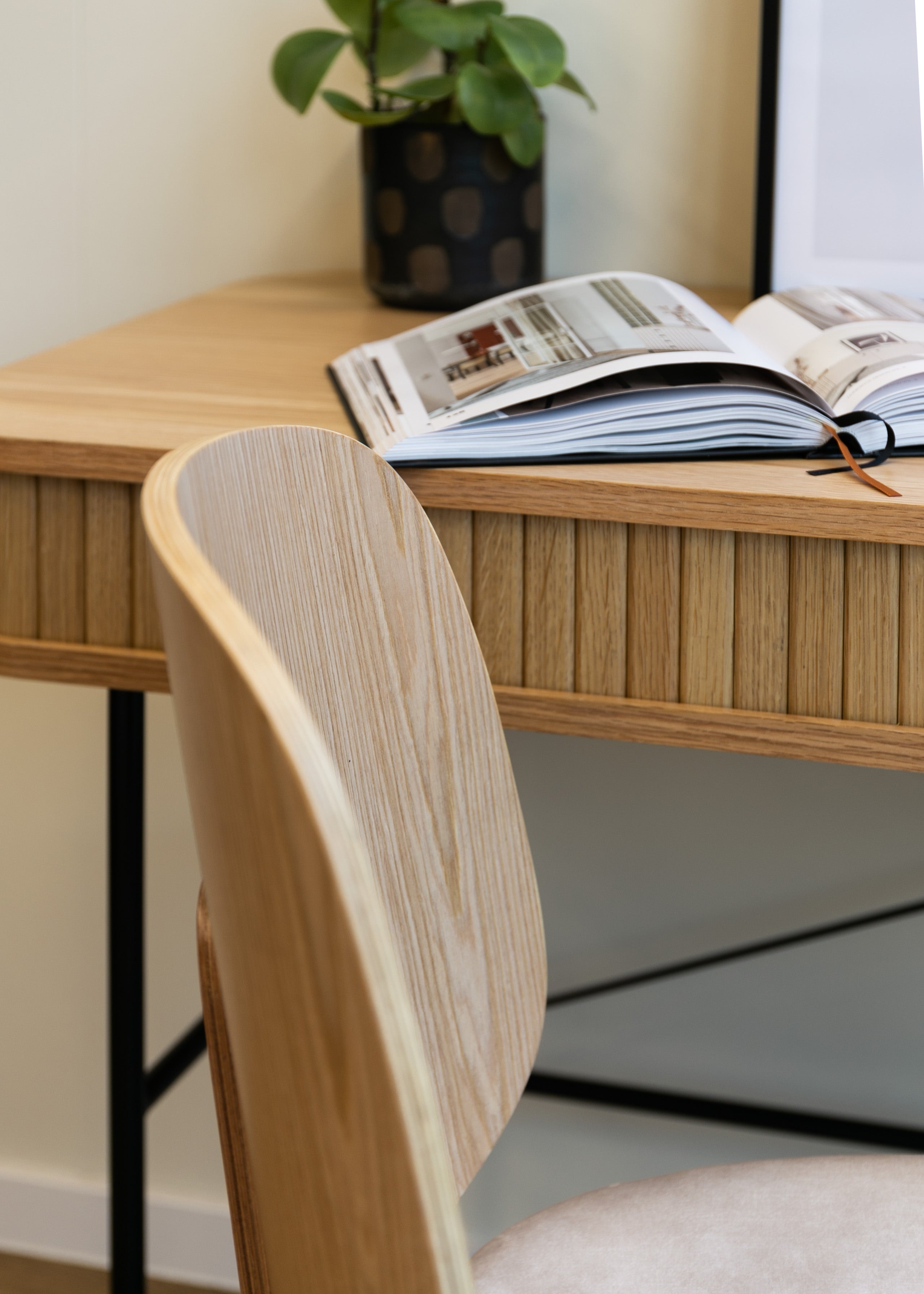 Schreibtisch Gativel 120x60 cm Lamellen Eiche natur