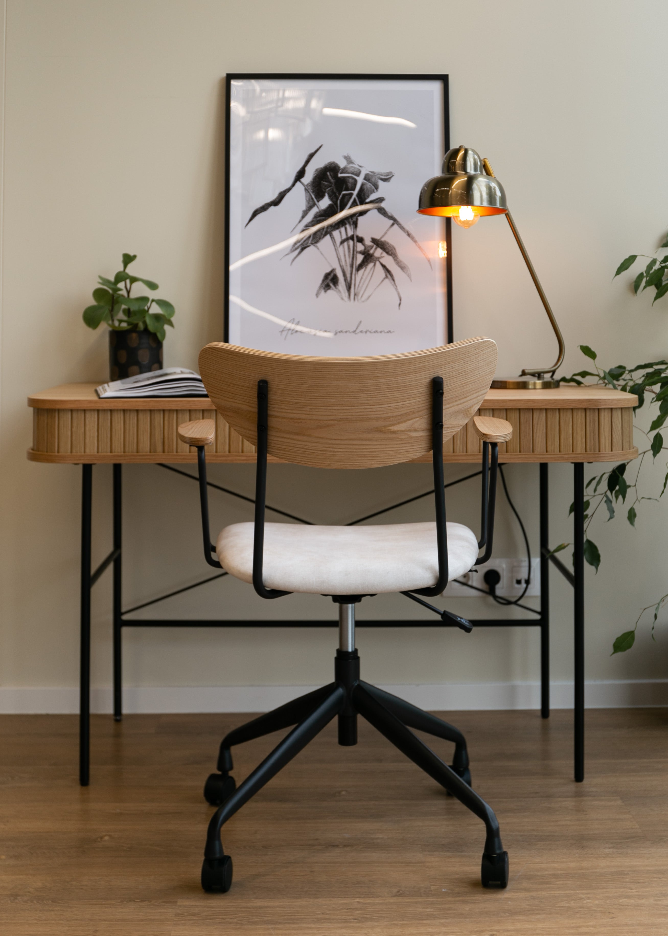 Schreibtisch Gativel 120x60 cm Lamellen Eiche natur