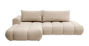 Ecksofa mit Schlaffunktion Ombo, beige, L-Form, mit Stauraum, aus leicht zu reinigendem Flechtstoff, linksseitig