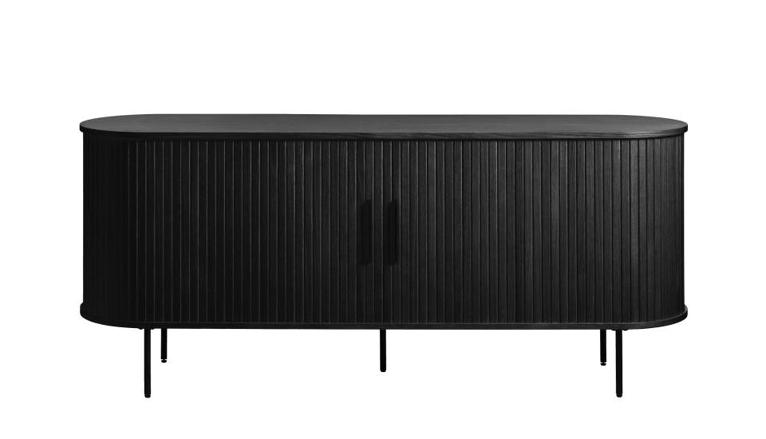 Kommode Gativel Lamellen 180 cm schwarzer Eiche